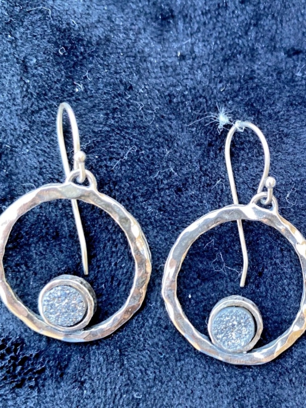 .925 Sterling Silver Black Drusy Moondrop Earrings (G&H)